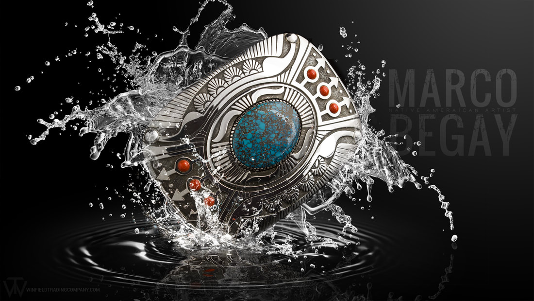 If perfection was made into a buckle, this would probably be pretty darn close! An incredible piece by Marco Begay. A gorgeous center stone of Red Mountain Turquoise along side some Coral studs. Amazing textures and design.