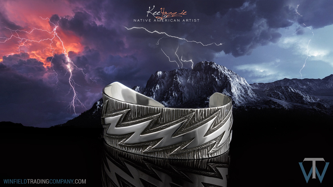 We have this Electrifying Overlay bracelet by Navajo artist Kee Yazzie Jr.Beautiful and edgy contemporary lightning bolt design with an array of silver textures.