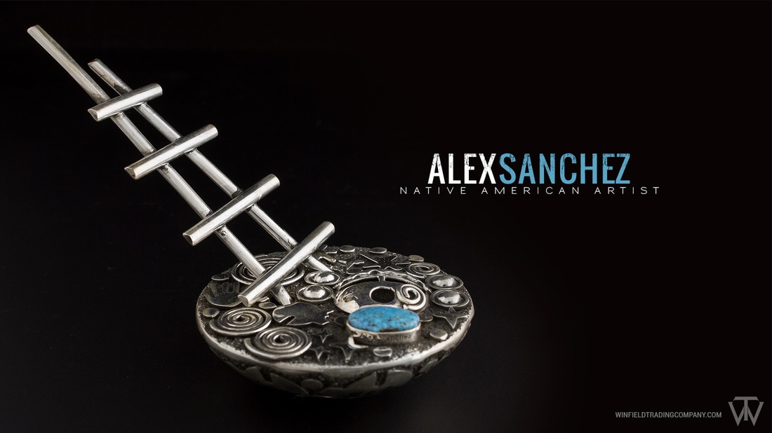 If jewelry isn't your thing, don't worry we have some beautiful non jewelry silver items. Such as this Gorgeous Seed Pot by Alex Sanchez. Beautifully crafted with array of textures, depth and Kingman Turquoise along with Alex's 