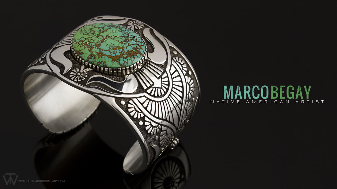 Marco Begay never ceases to amaze! Absolute Gorgeous Bracelet with a stunning piece of pseudomorph Carrico Lake Turquoise. Amazing symmetry and detail!