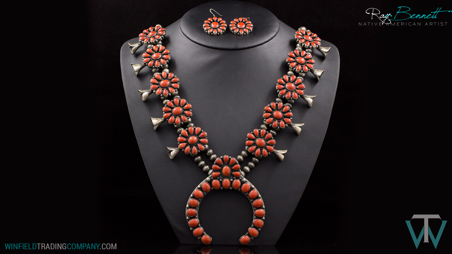 Squash Blossom Style Necklace and Earrings with Mediterranean Coral - The  Crosby Collection Store